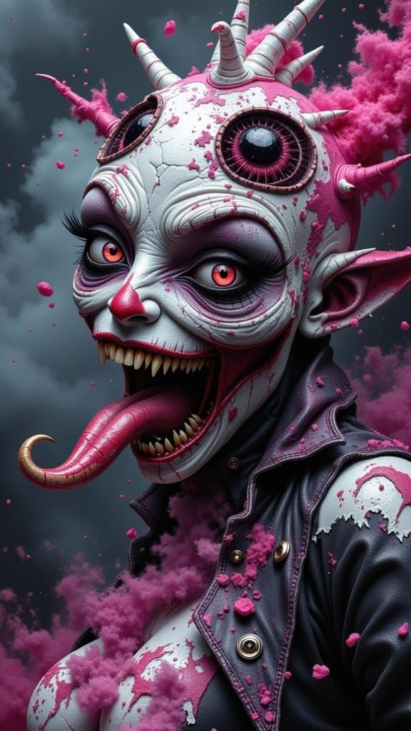 Sinister Demon Creature with Detailed Eyes in Dark World