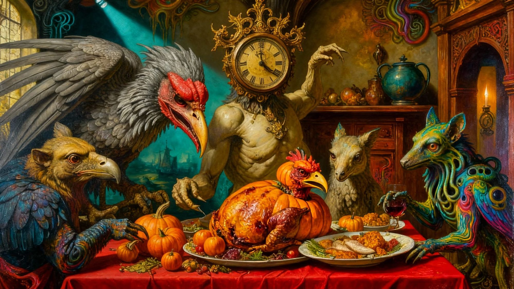 FRANTIC FOOD FIGHT AT THE CLOCKMAN'S THANKSGIVING DINNER