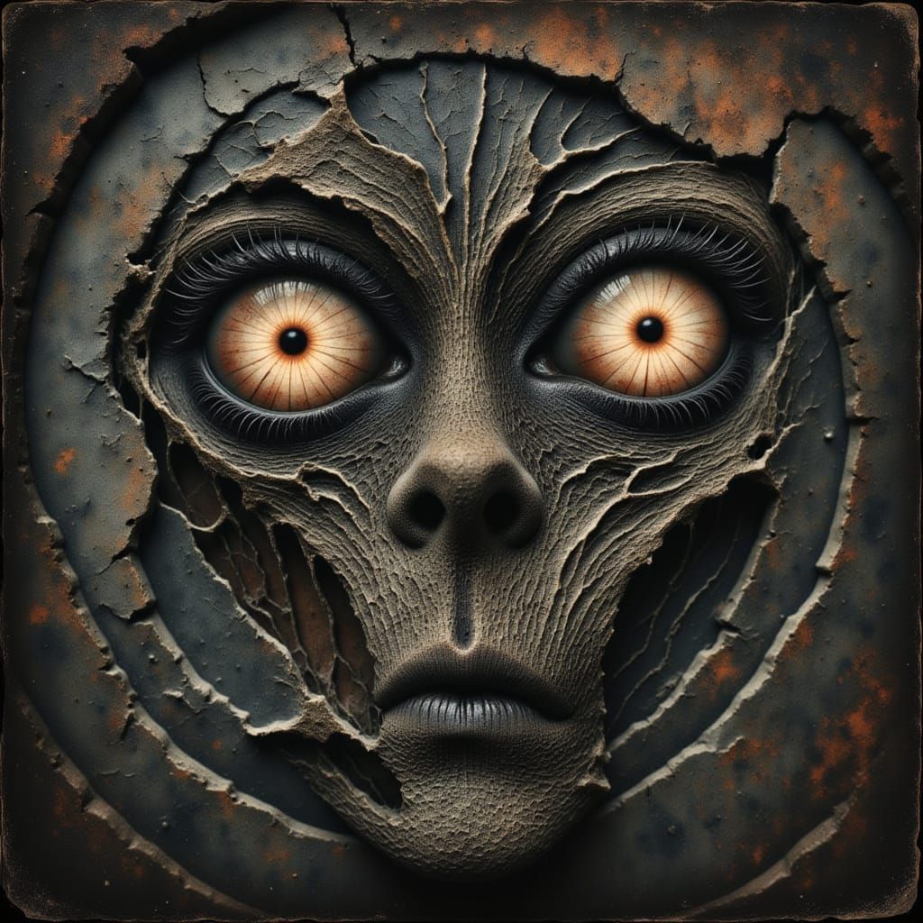 Abstract Cracked Abyss Landscape in Deep Blue