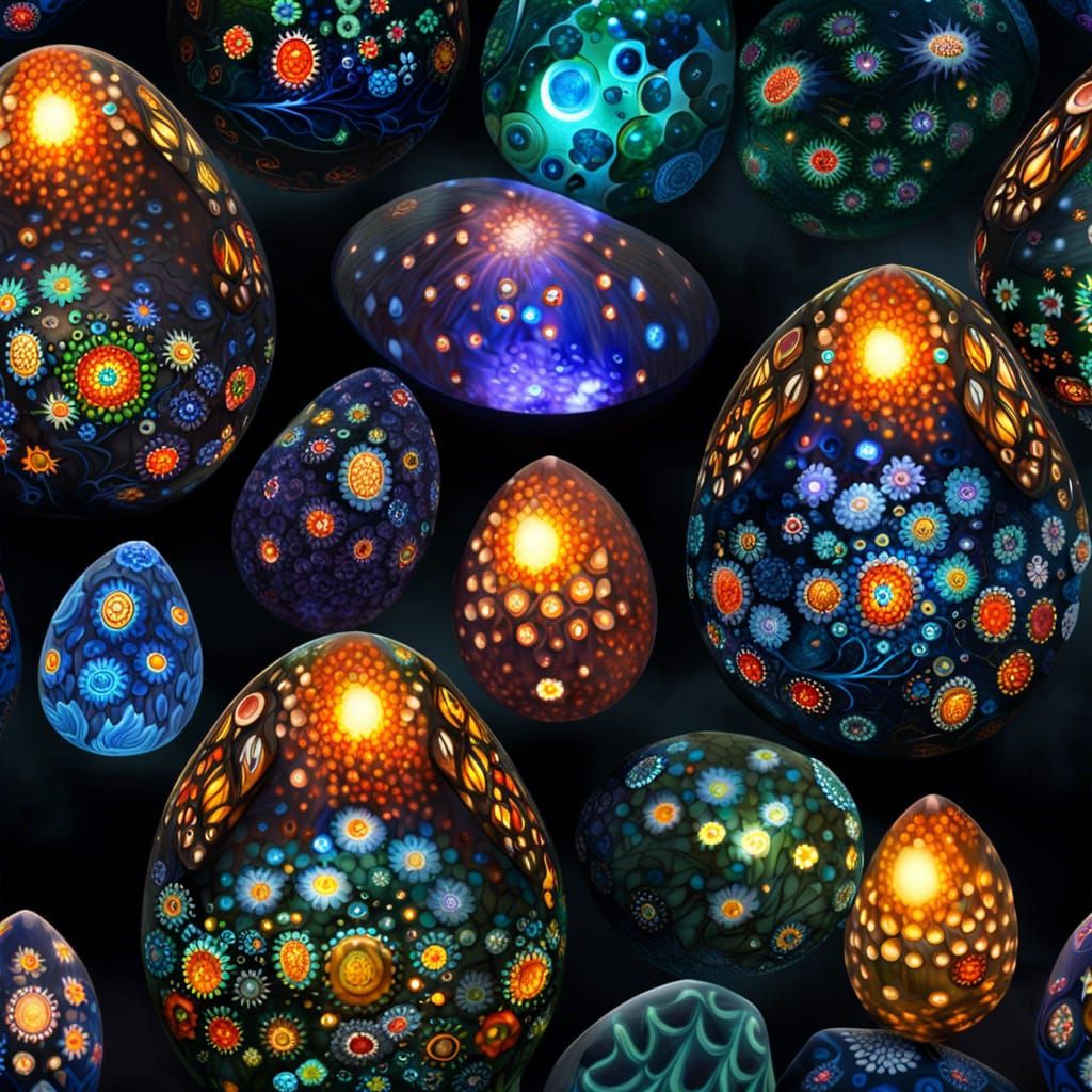 Millefiori Glass Crystal Dragon Egg