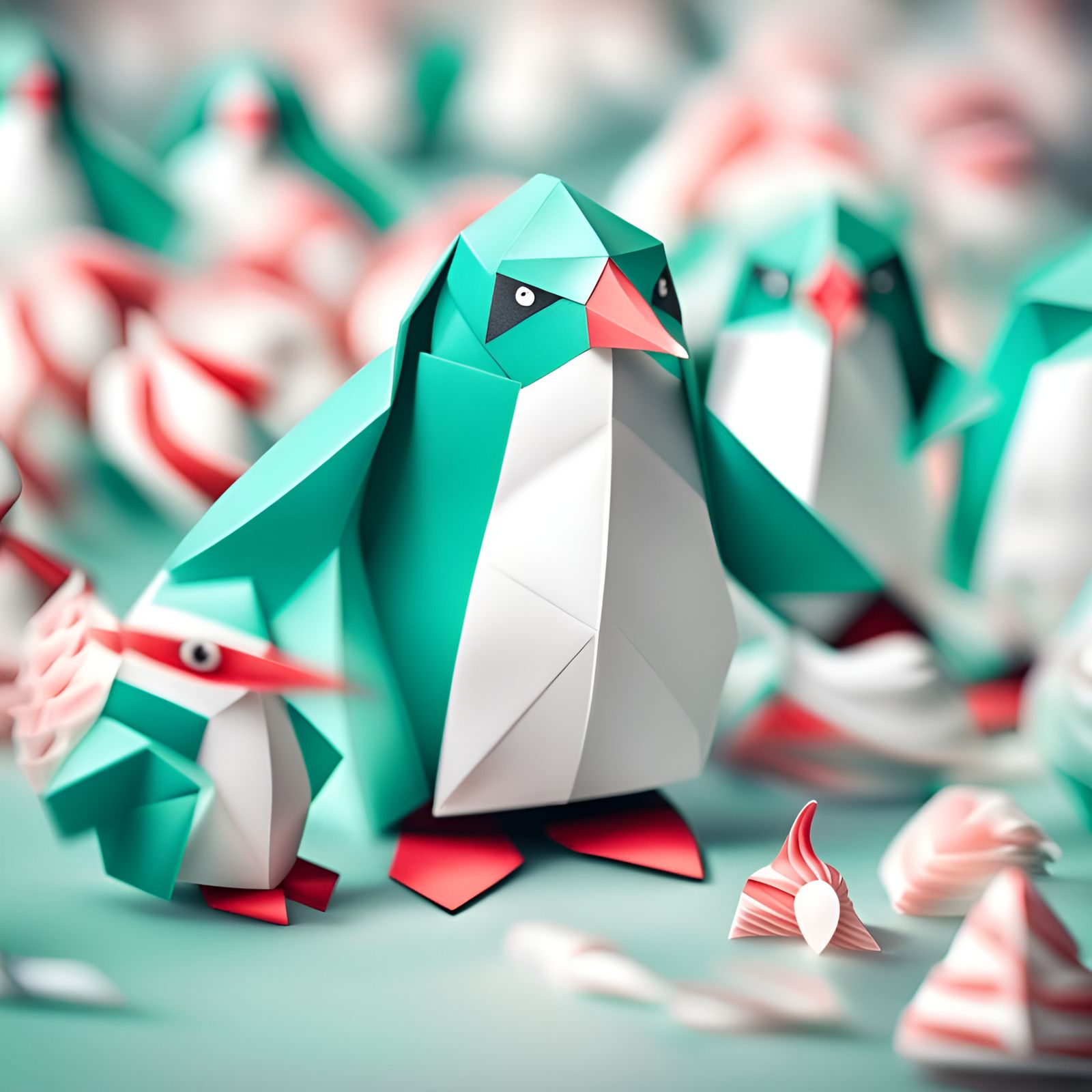 Peppermint Penguins - AI Generated Artwork - NightCafe Creator