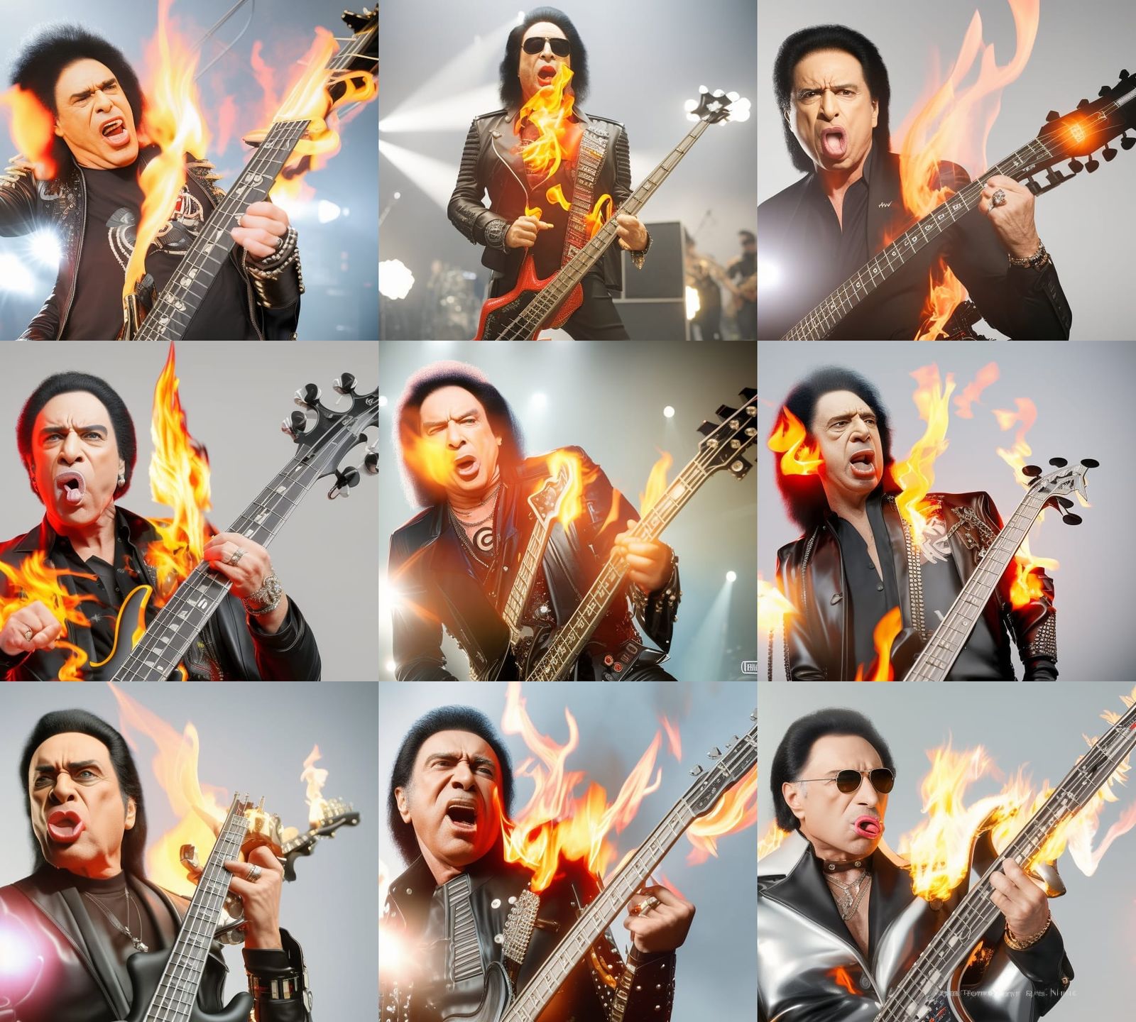 hyperdetailed of Gene Simmons holding a stylistic computerized electric