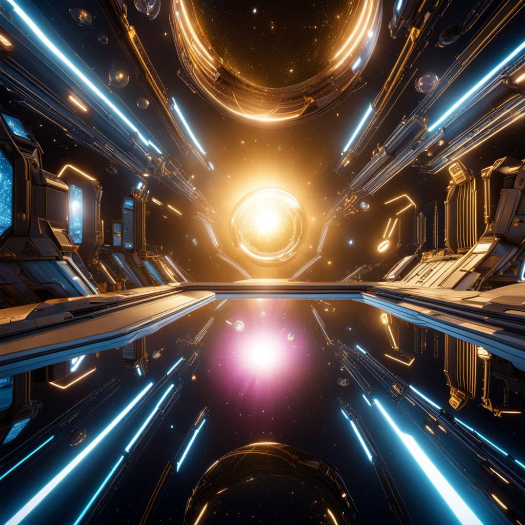 outer space swimming with life, hyperdetailed Maximalism, su...