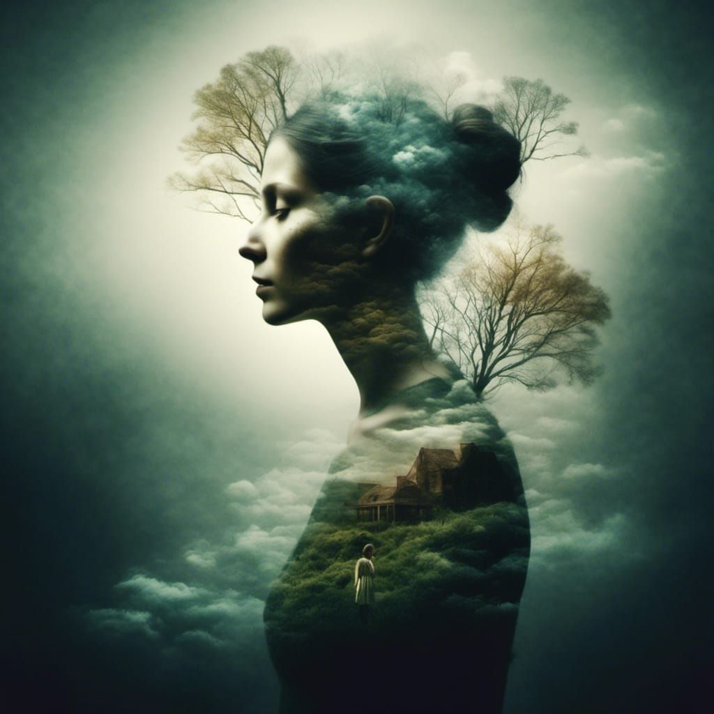 <lora:Memories:1.0> double exposure art, man