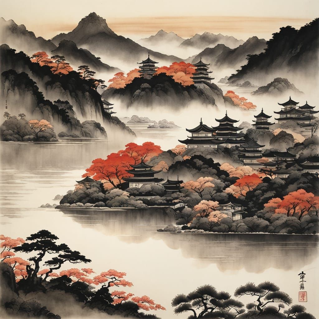 Japanese landscape  by @Gokiburi