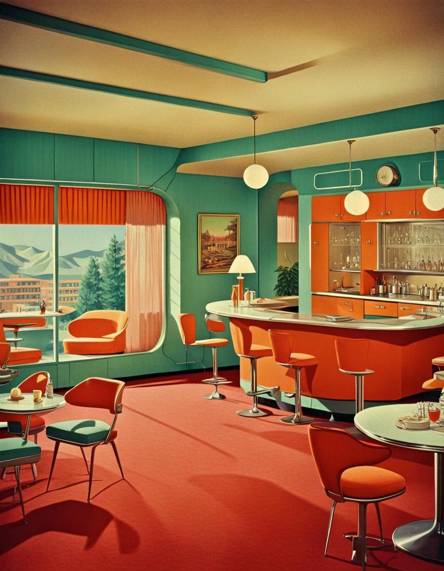 Dinning room retrofuturism interior