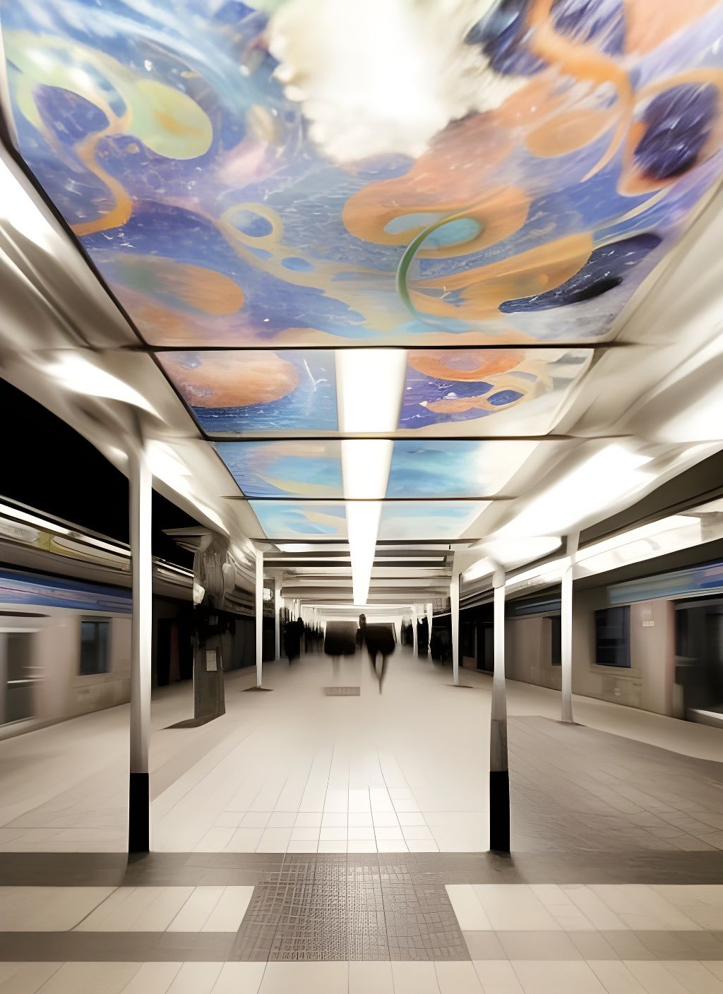 the dream of a metro station about motion and shadows