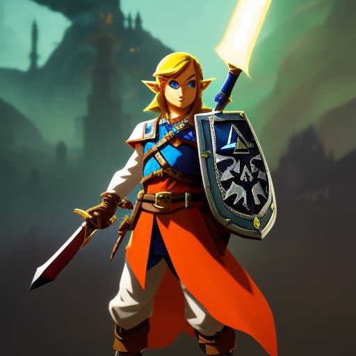 the legend of zelda, hero link in knights armor, 8k resolution concept art by Greg Rutkowski
