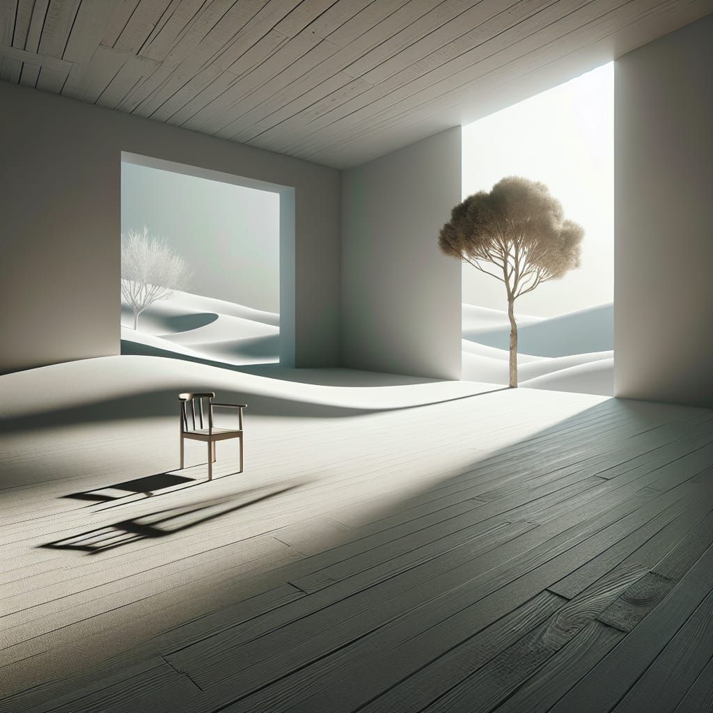 Evocative Image of Solitude in White and Khaki
