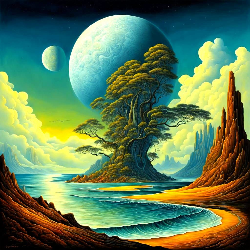 Surrealistic Masterpiece in Bold, Vibrant Colors