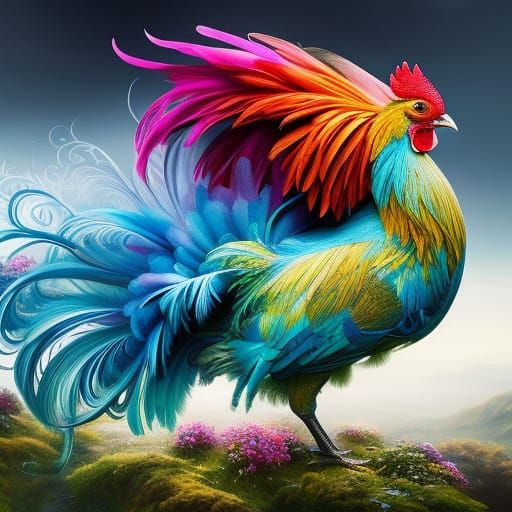 Blue Rooster - AI Generated Artwork - NightCafe Creator