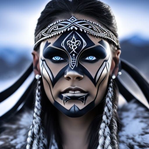 female, human face, viking, woman, viking woman, nordic, nordic lights ...