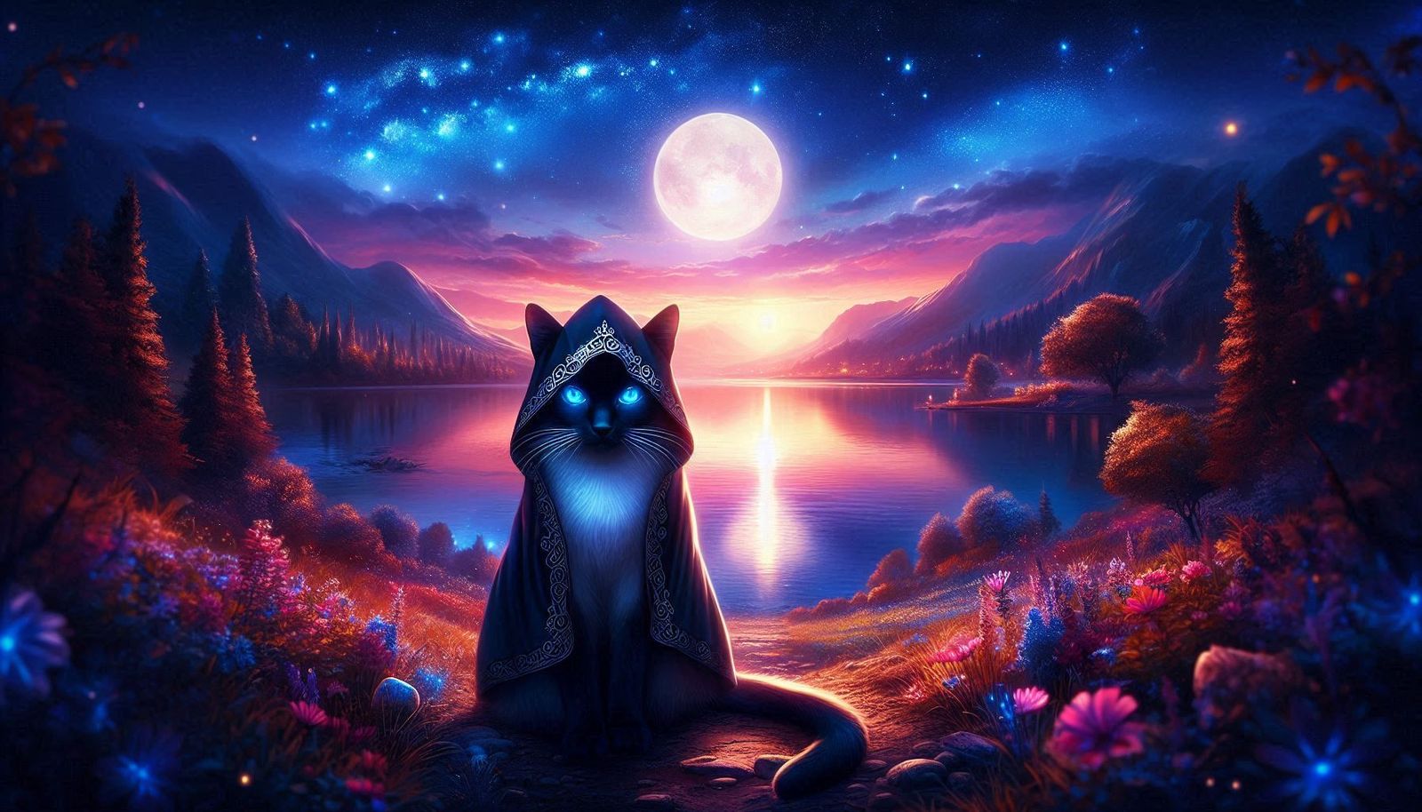 landscape with mysterious cat