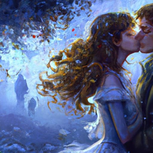 A couple kissing
