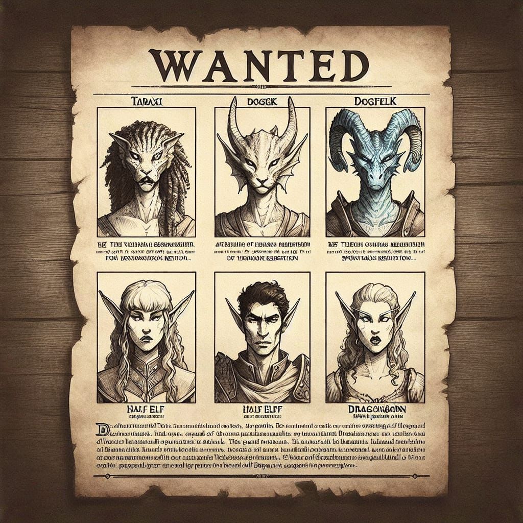 A vintage wanted poster, declaring. Picture of five individu...