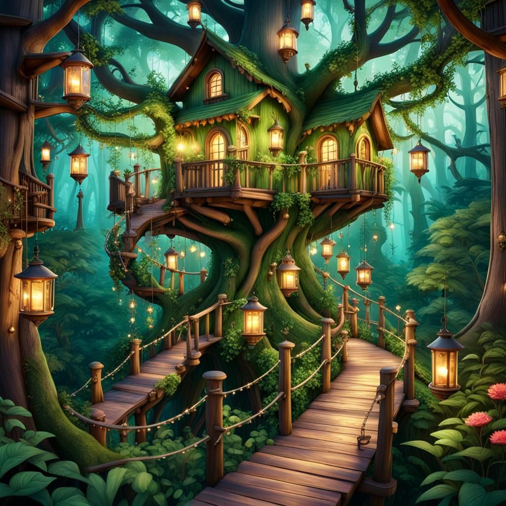 A lovely treehouse in the forest!