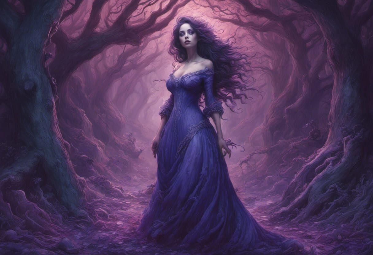 Gothic Fantasy: Curvy Woman in a Creepy Forest