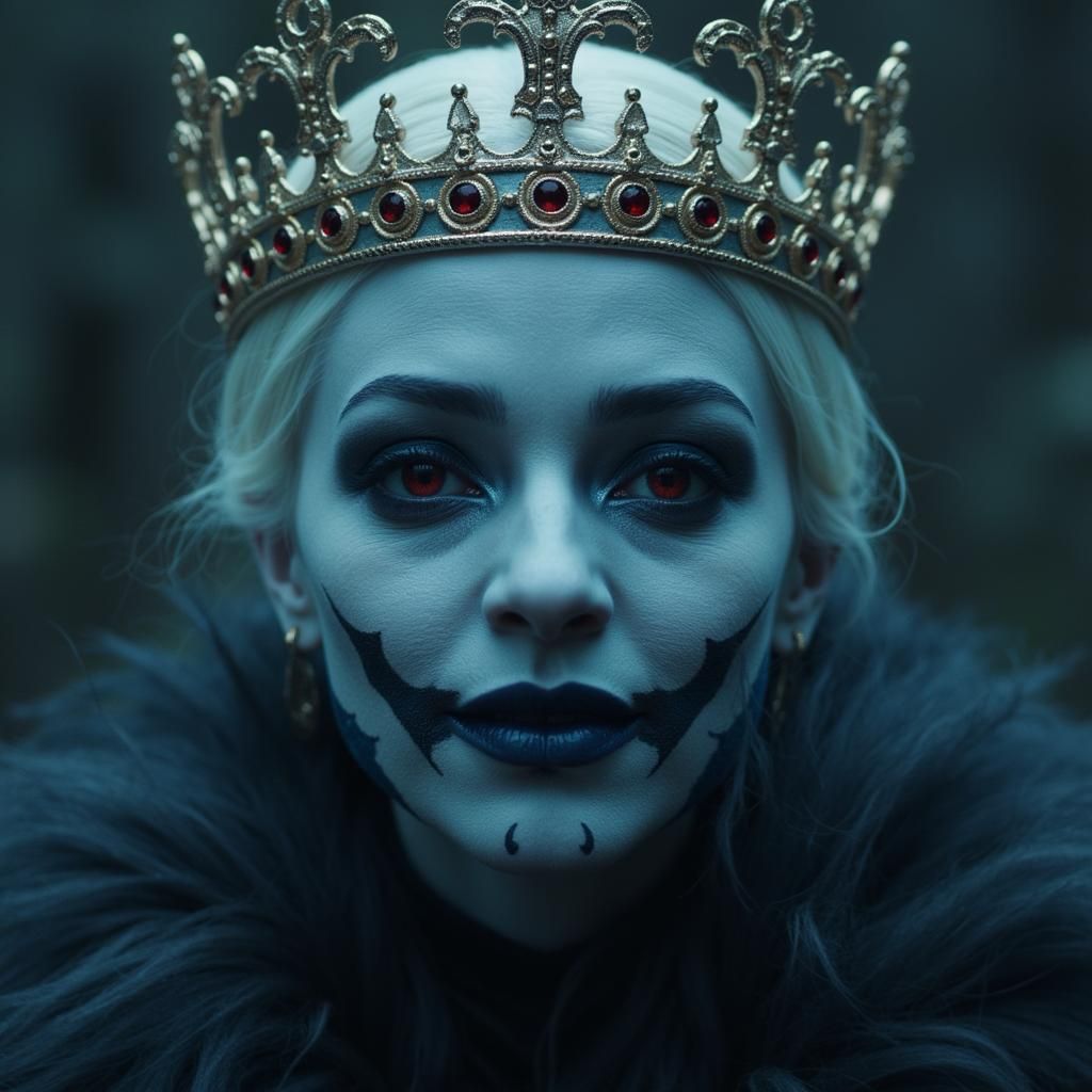 Goth babe Angel Vados from dragon ball super possessed by the shadow queen standing in a desolate landscape.