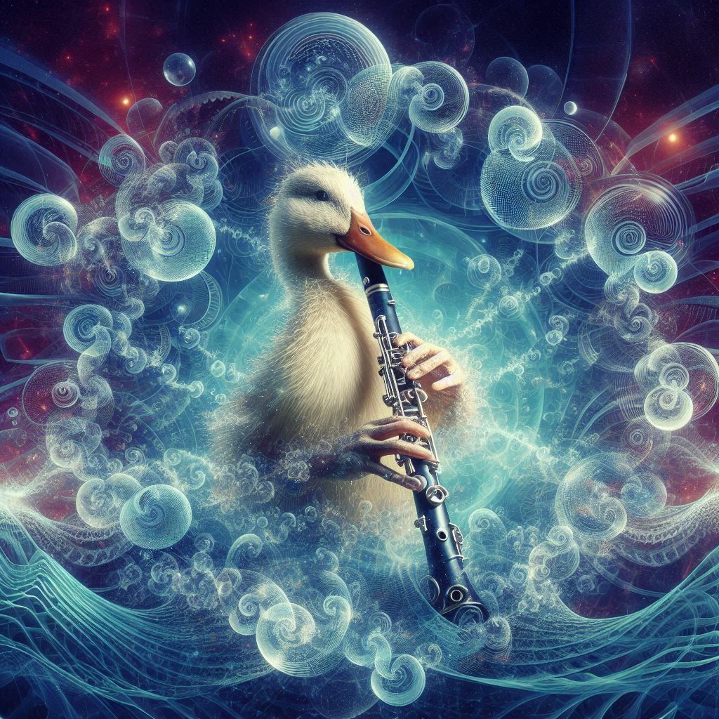 Duck playing clarinet