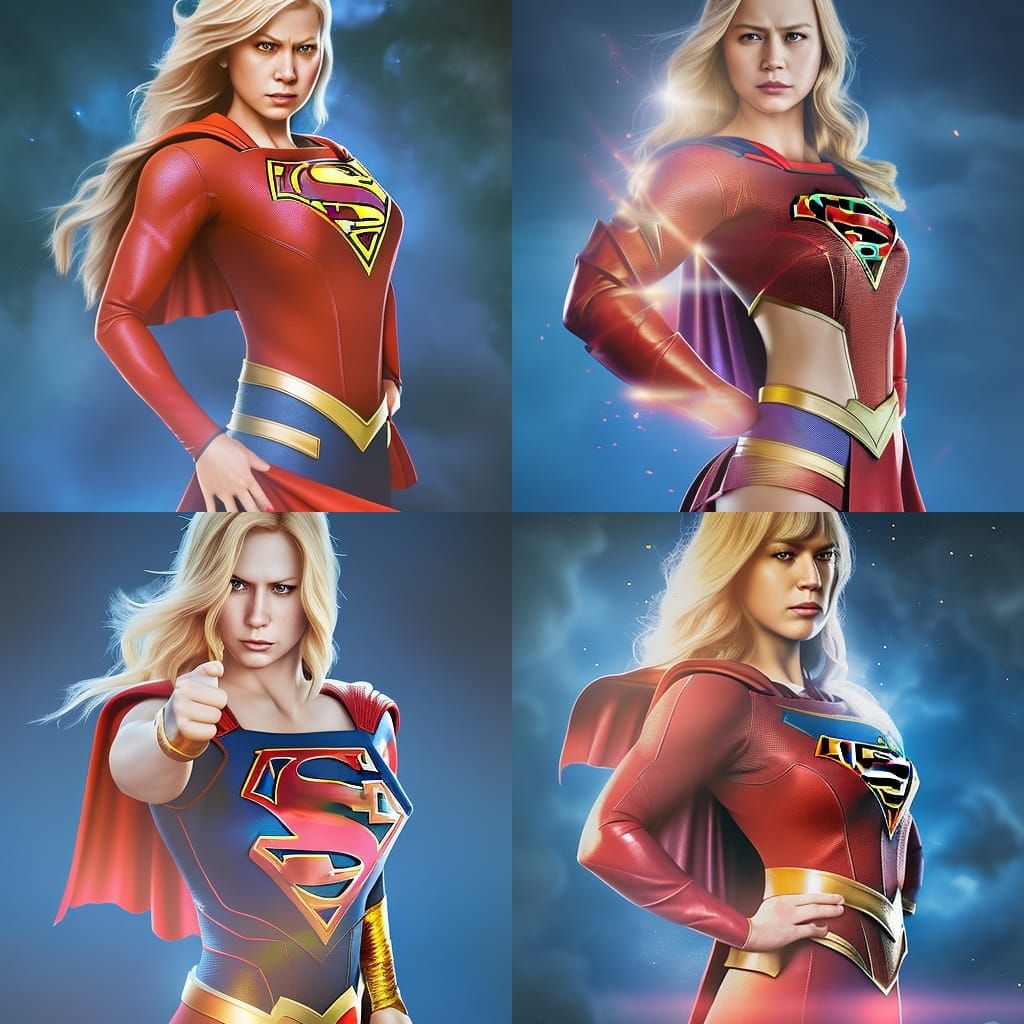 portrait of angry Supergirl 8k splash art, Hyperrealistic, i...