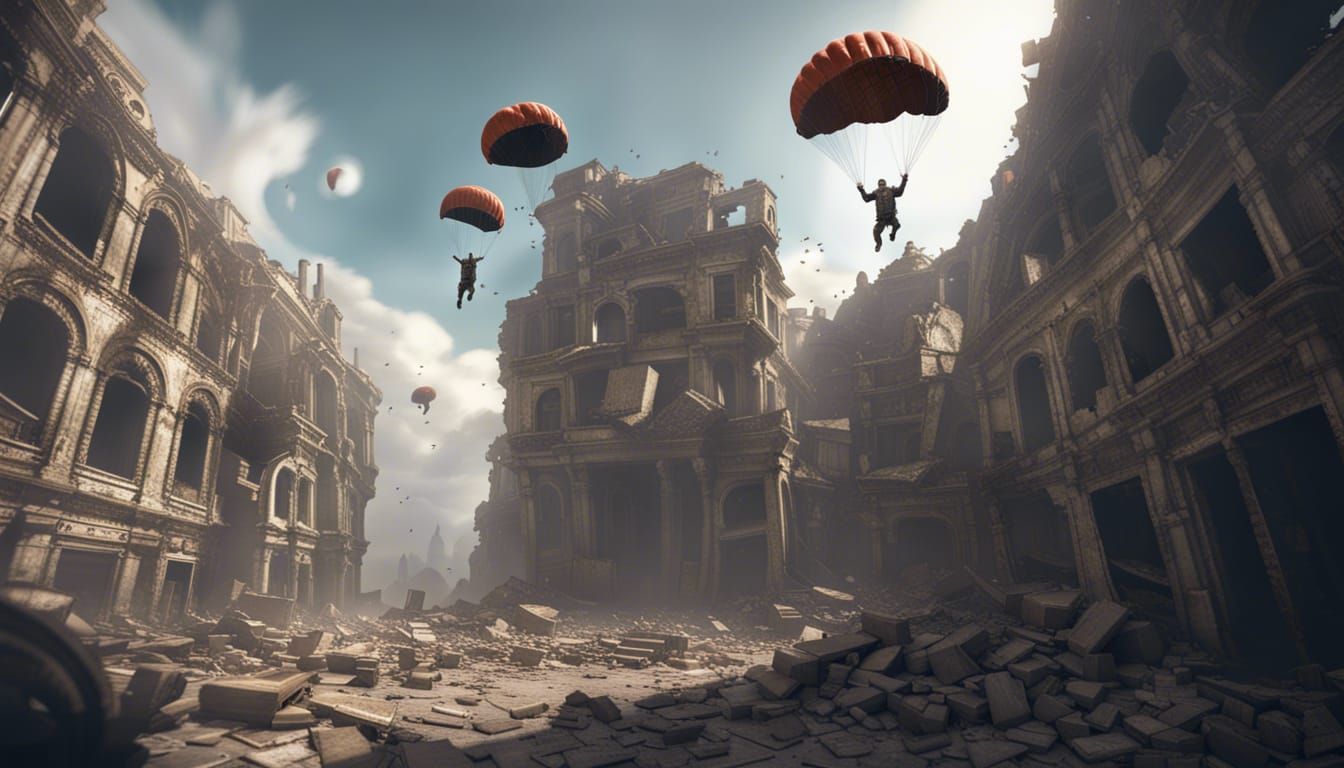 Landing on the ruined city