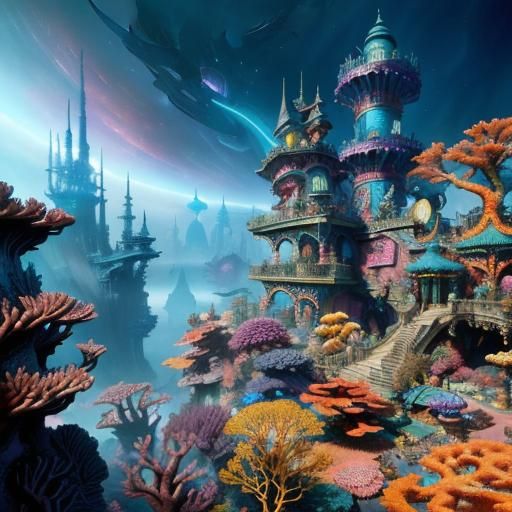 Colorful Coral Reef City - AI Generated Artwork - NightCafe Creator