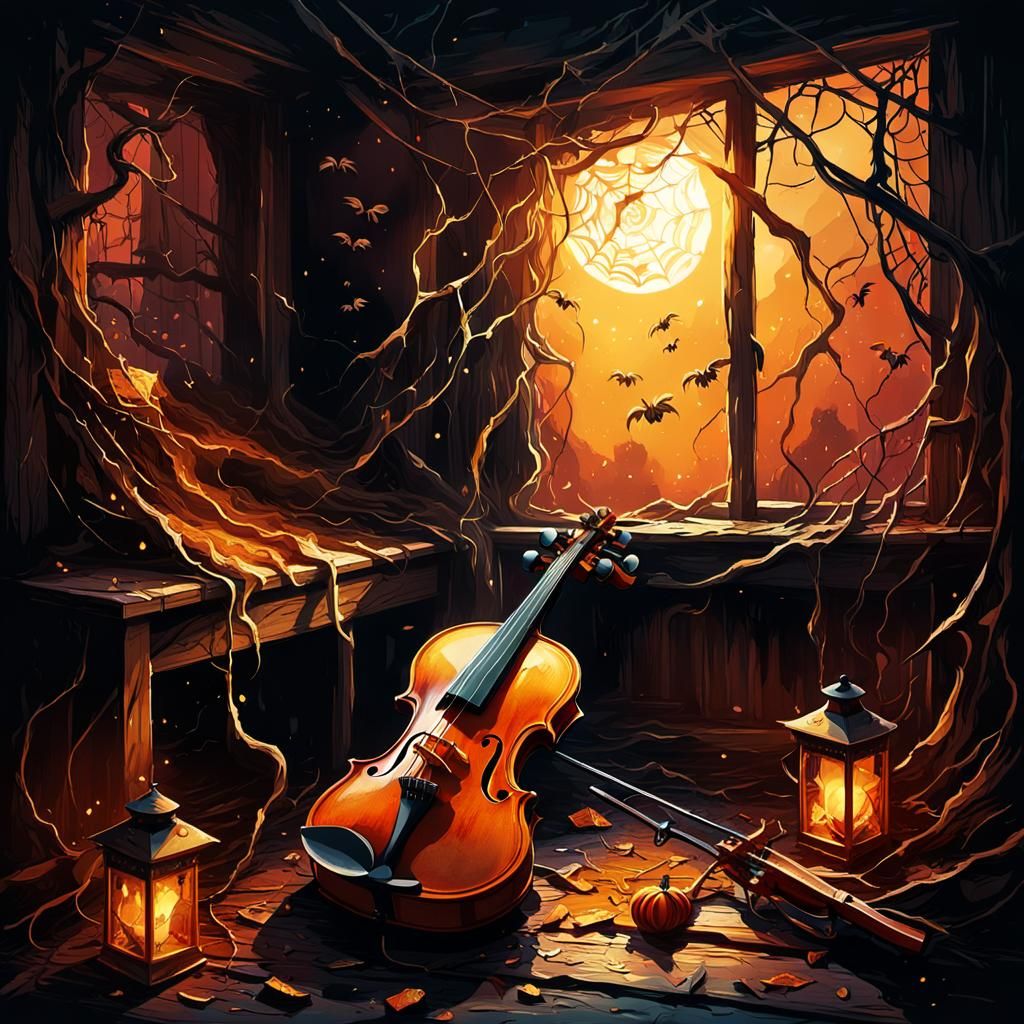 Eerie Violin Self-Play in Dark Fantasy Style