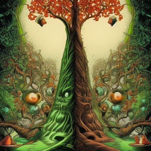 the tree of knowledge the fruit good and evil - AI Generated Artwork ...