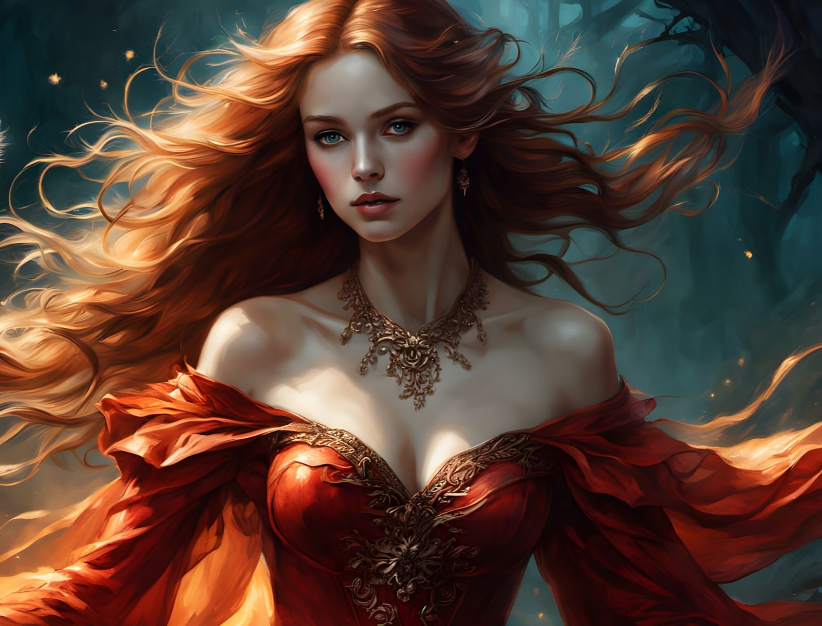 Ethereal Fantasy Heroine Caught Between Light and Dark