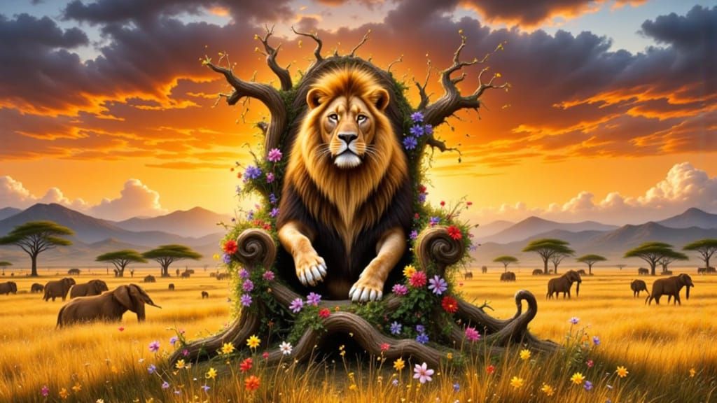 The king on the blooming throne