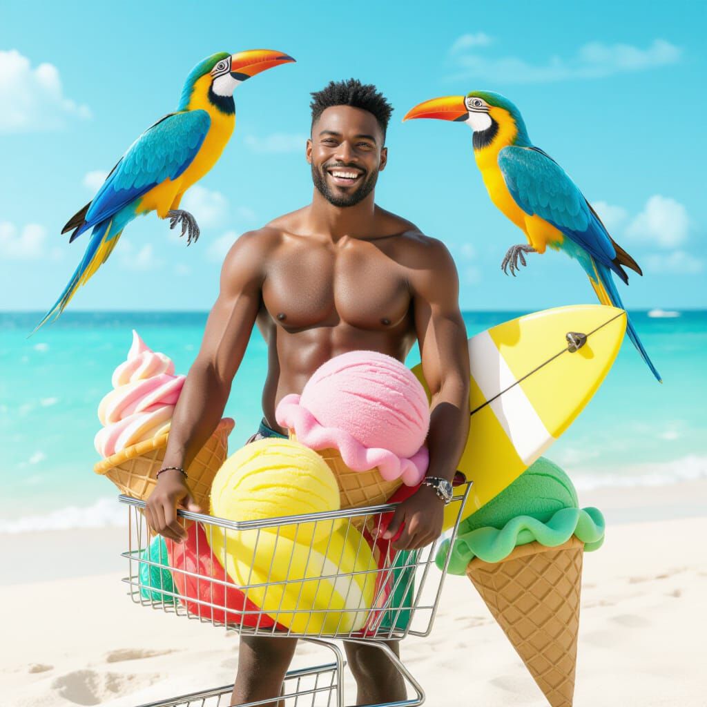 Ice Cream Surfer Beach: A Summer Scene