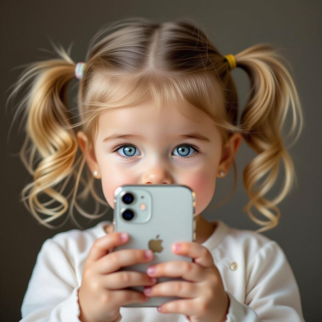 Hyperrealistic Photo of Girl Taking Picture on iPhone