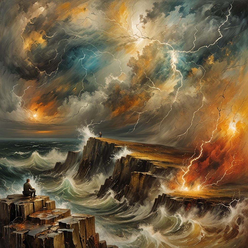 Stormy Sea Contemplation 🌊⚡The Angry Sky