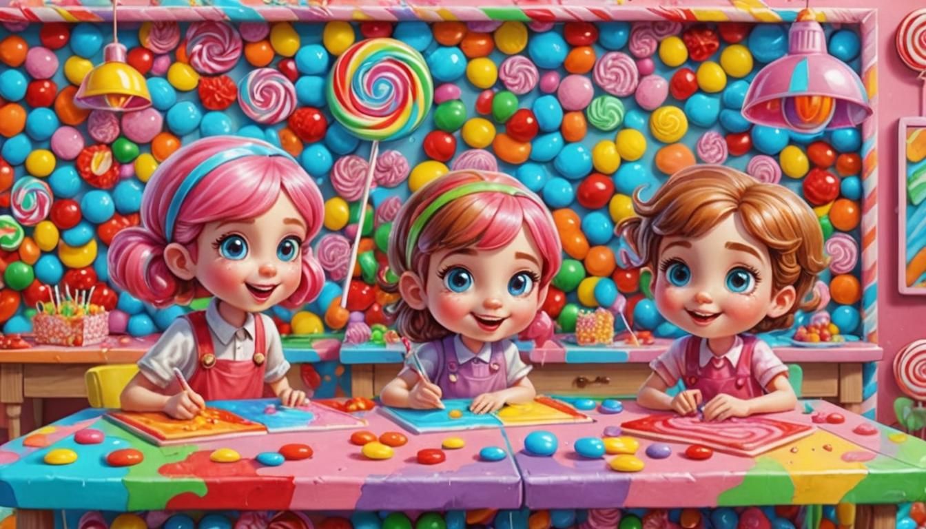 Candy Art Style Children in Kindergarten