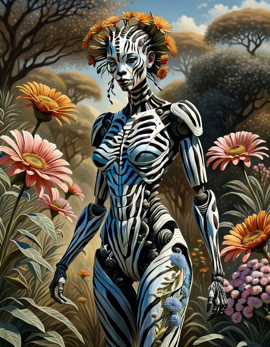 Zebra Woman in Savannah, Guido Borelli Style