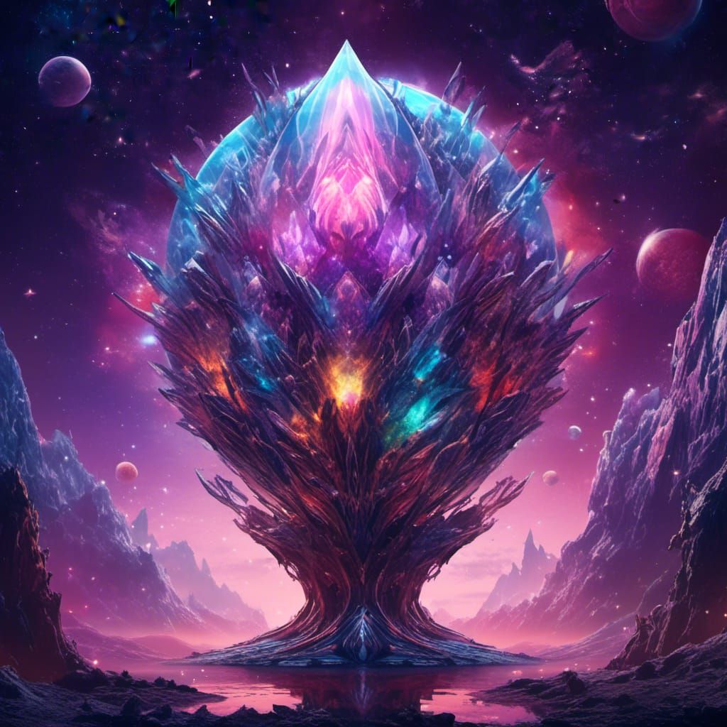 <lora:CosmicConvergence:1.0> crystal alien seed in the cosmo...
