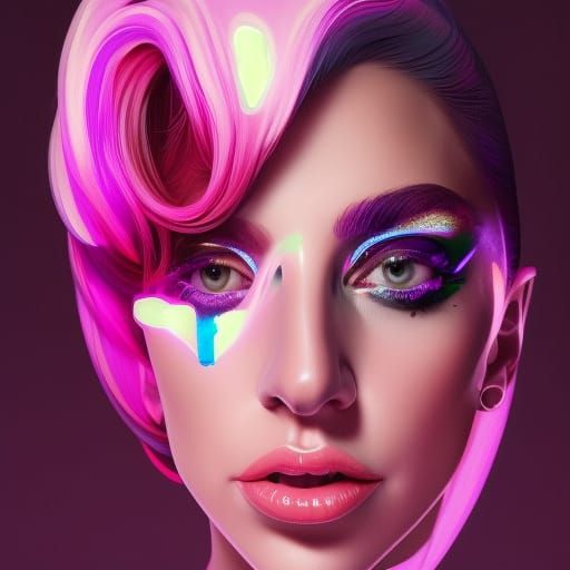 Lady Gaga Neon - AI Generated Artwork - NightCafe Creator