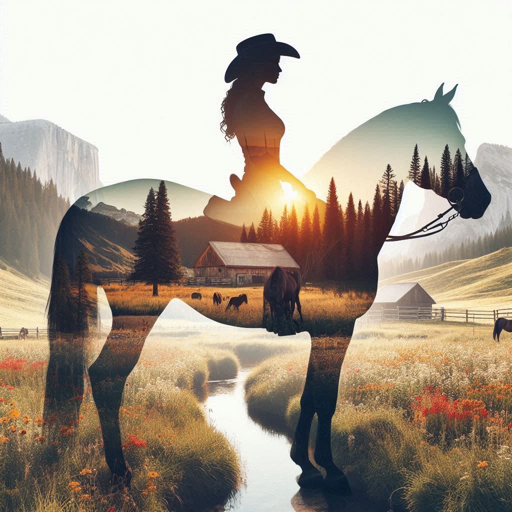 Horse and Rider: double exposure silhouette 
(Heartland insp...