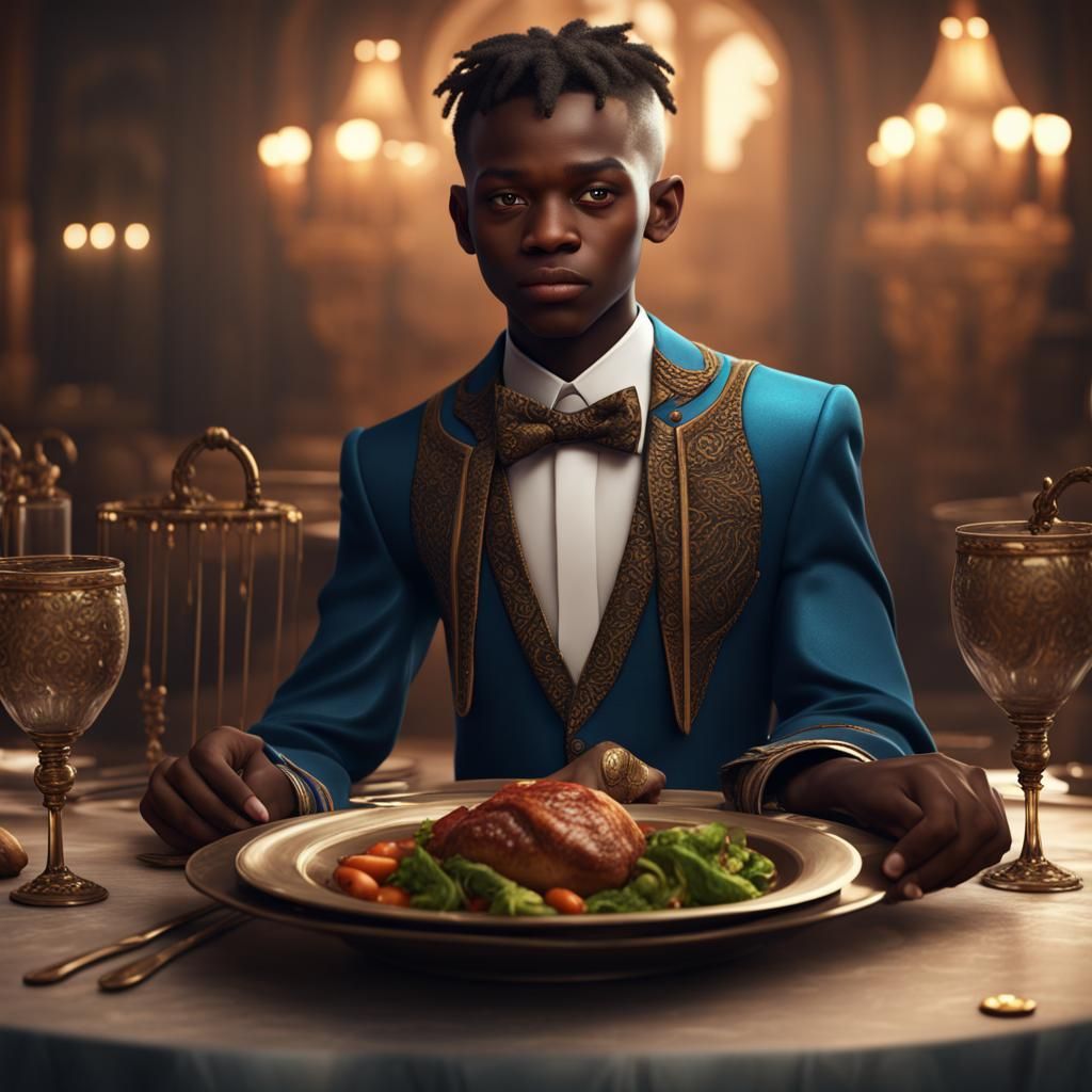 African teenage boy in dinner dress