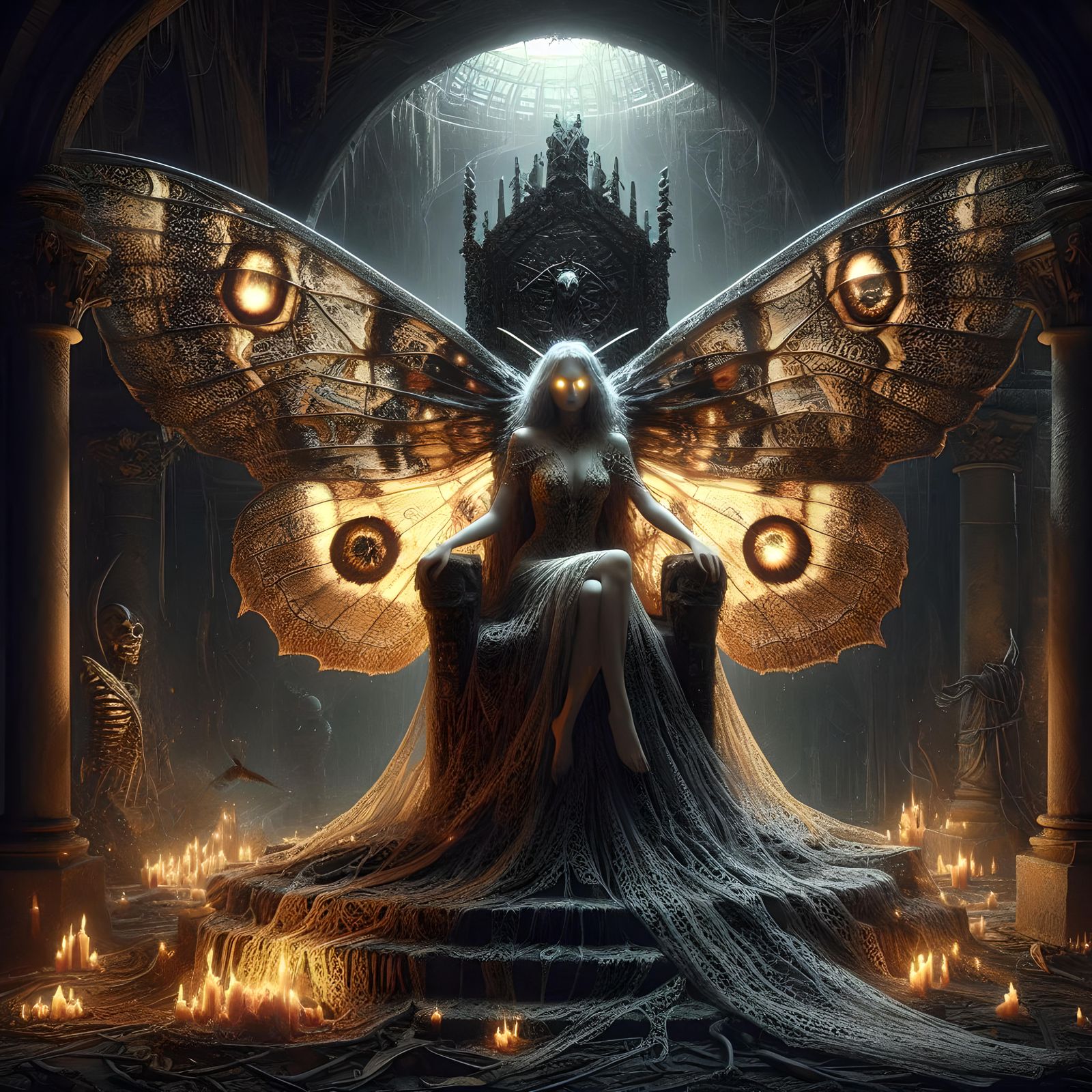 Occult Moth Queen - AI Generated Artwork - NightCafe Creator