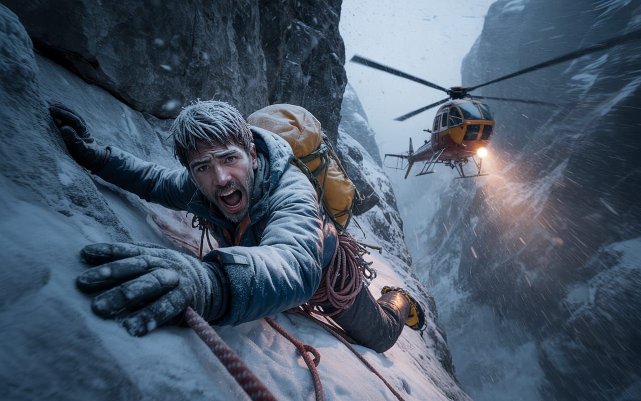 Mountaineer in distress