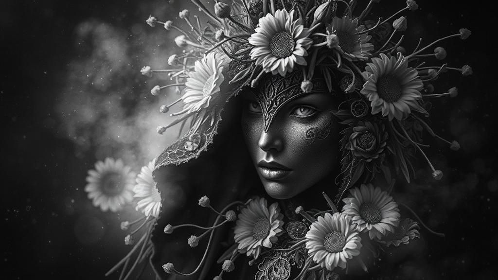 Figure in Daisies: Vibrant Fantasy Digital Art