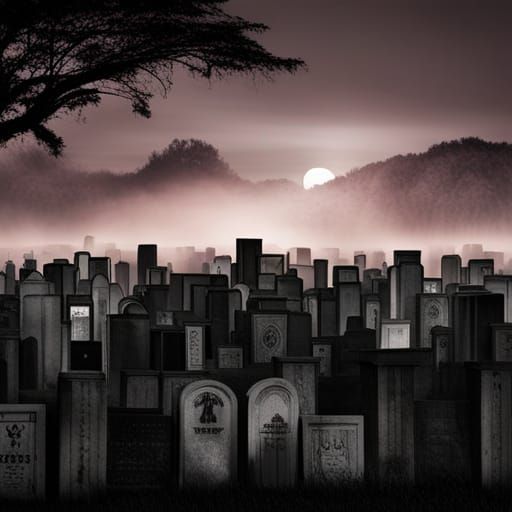Cemetery at night