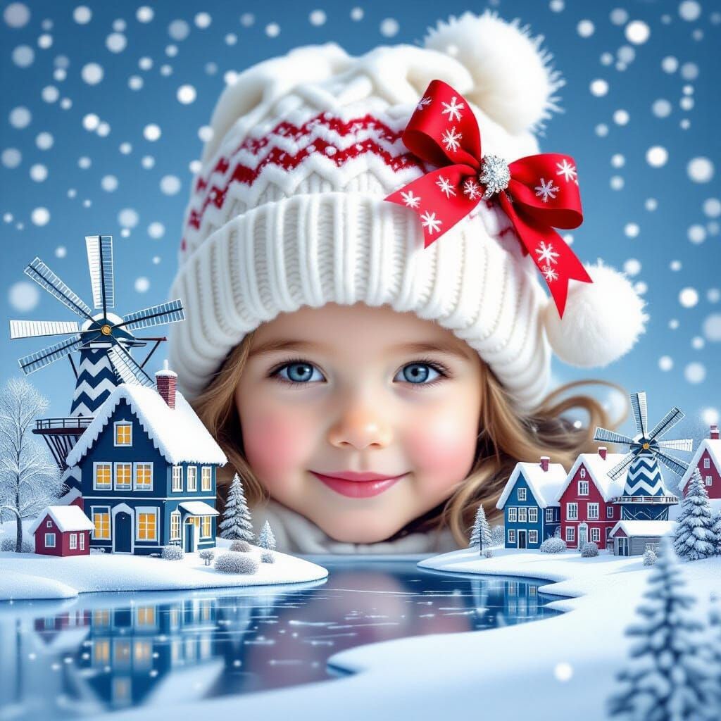 Winter Village Girl: A Serene AI Image