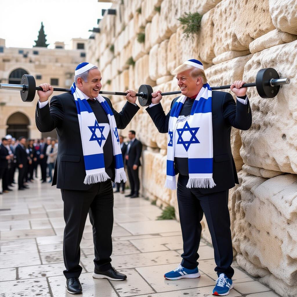 Trump and Netanyahu Gym Workout at Western Wall