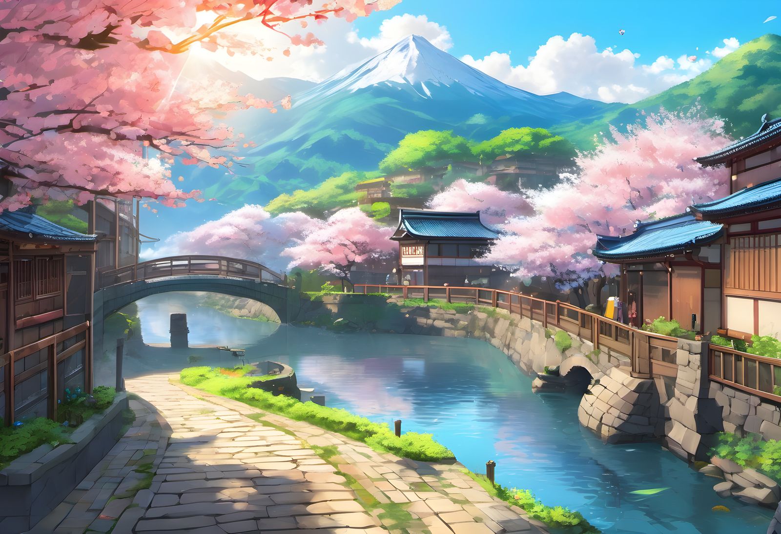 Vibrant Fantasy Anime 41m stream going through middle of vil...