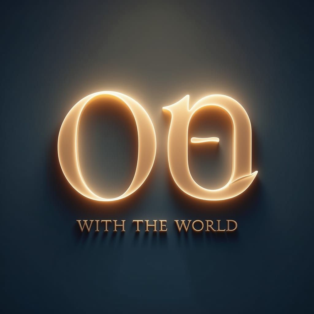The words "One with the World". The word "one" radiates a subtle glow, like the umbra that surrounds a candle flame, and that glow spreads o...