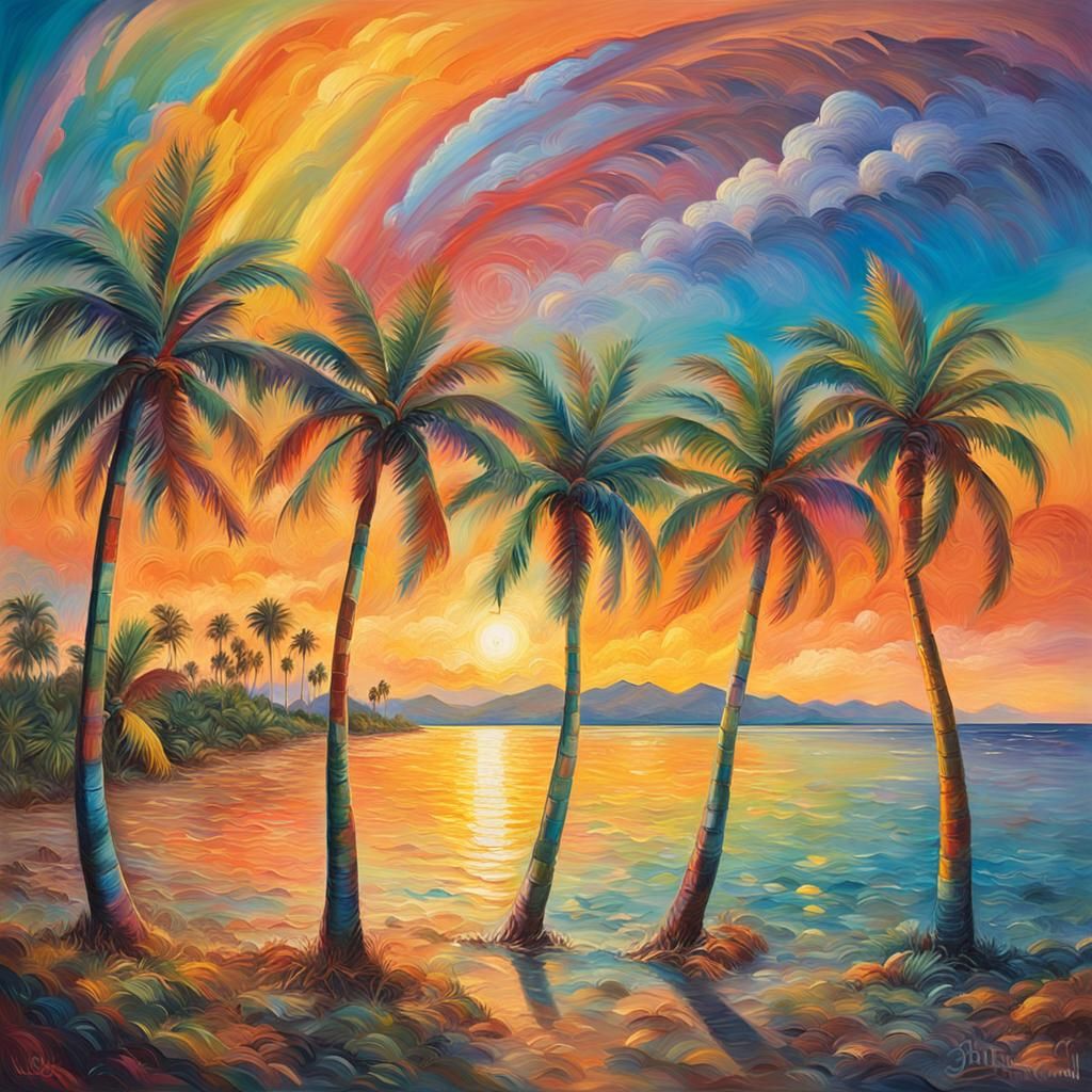 A Rainbow Of Palm Trees
