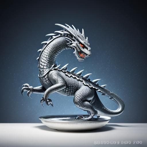 Silver Oriental Dragon with Crystal Edge, Bokeh Photography