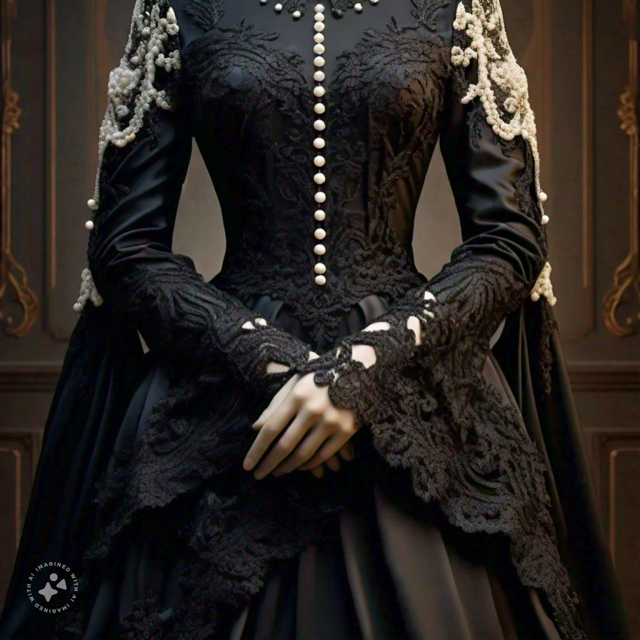 Black dresses added pearls